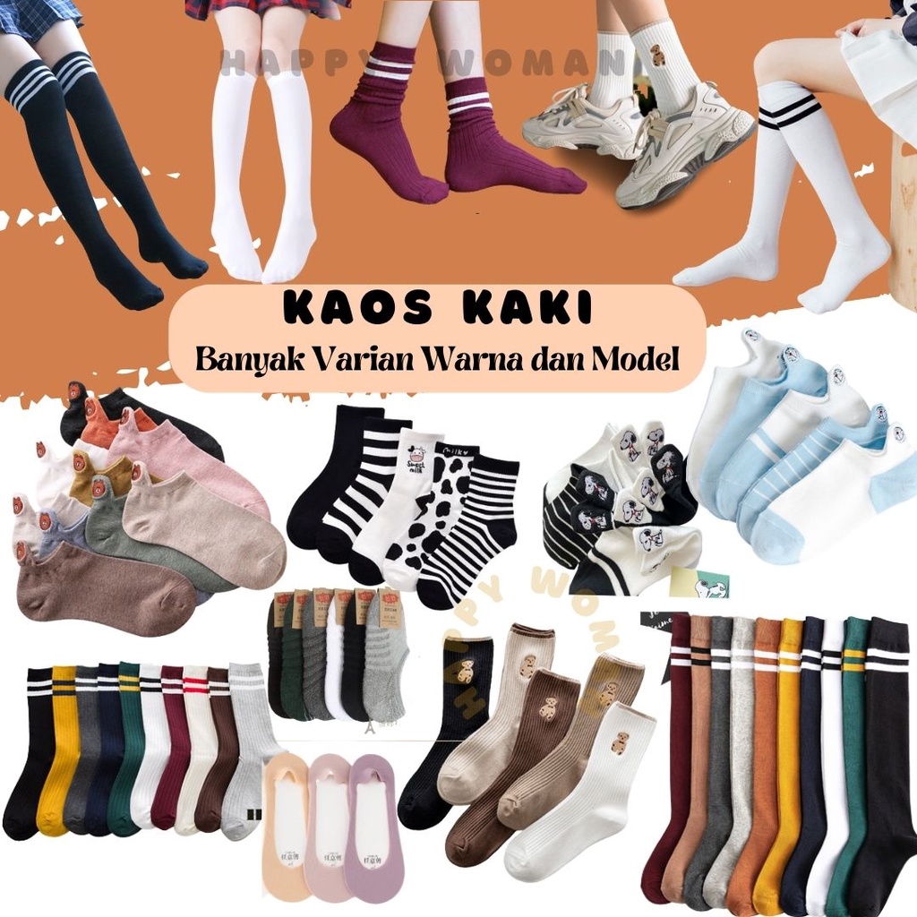 Kaos Kaki Polos Ankle Low Cut Casual Bahan Katun Lembut Pria Wanita Ankle Socks Unisex Sekolah Korea