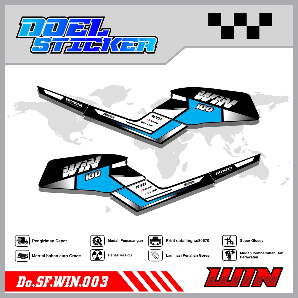 STICKER STRIPING WIN 100 - STICKER STRIPING LIST VARIASI HOLOGRAM , CROME WIN 100 DOEL 003