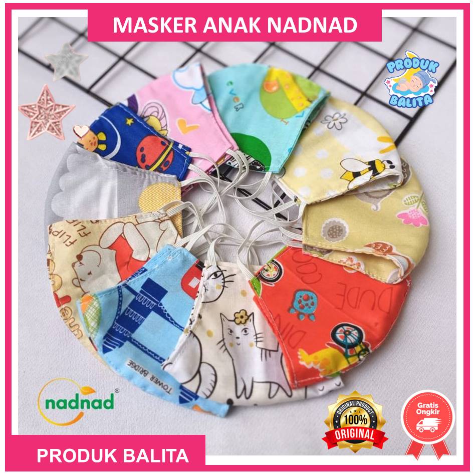 Masker Kain Anak 2 Lapis Masker Kain Earloop Masker Anak Motif Karakter Lucu