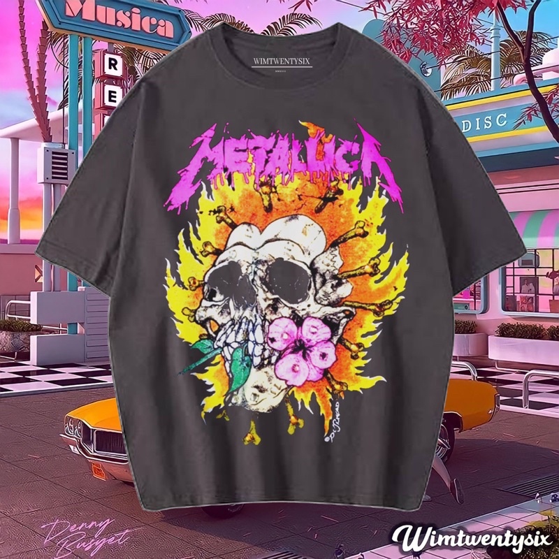 KAOS BAND METALLICA SAD BUT TRUE TOUR VINTAGE TEE ( OVERSIZE DARK GREY T-SHIRT)