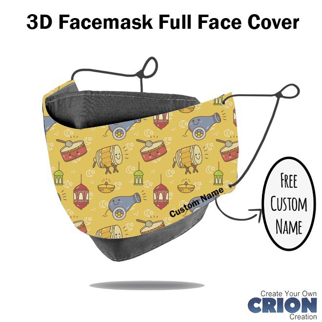 Crion - Masker 3d Anak Full Face Cover Ramadhan Editon - Antibacterial