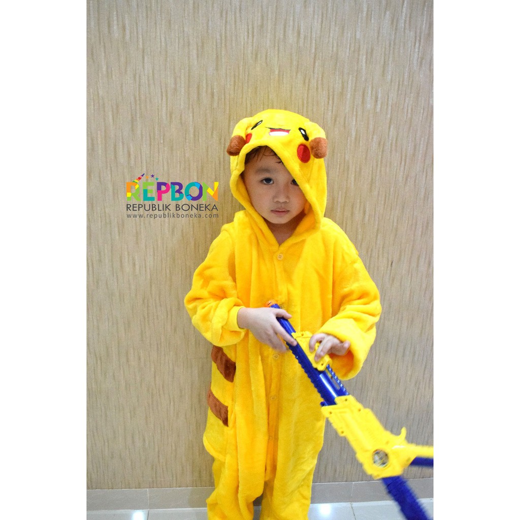 BAJU ONESIE POKEMON PIKACHU PIYAMA KOSTUM PESTA ANAK BONEKA