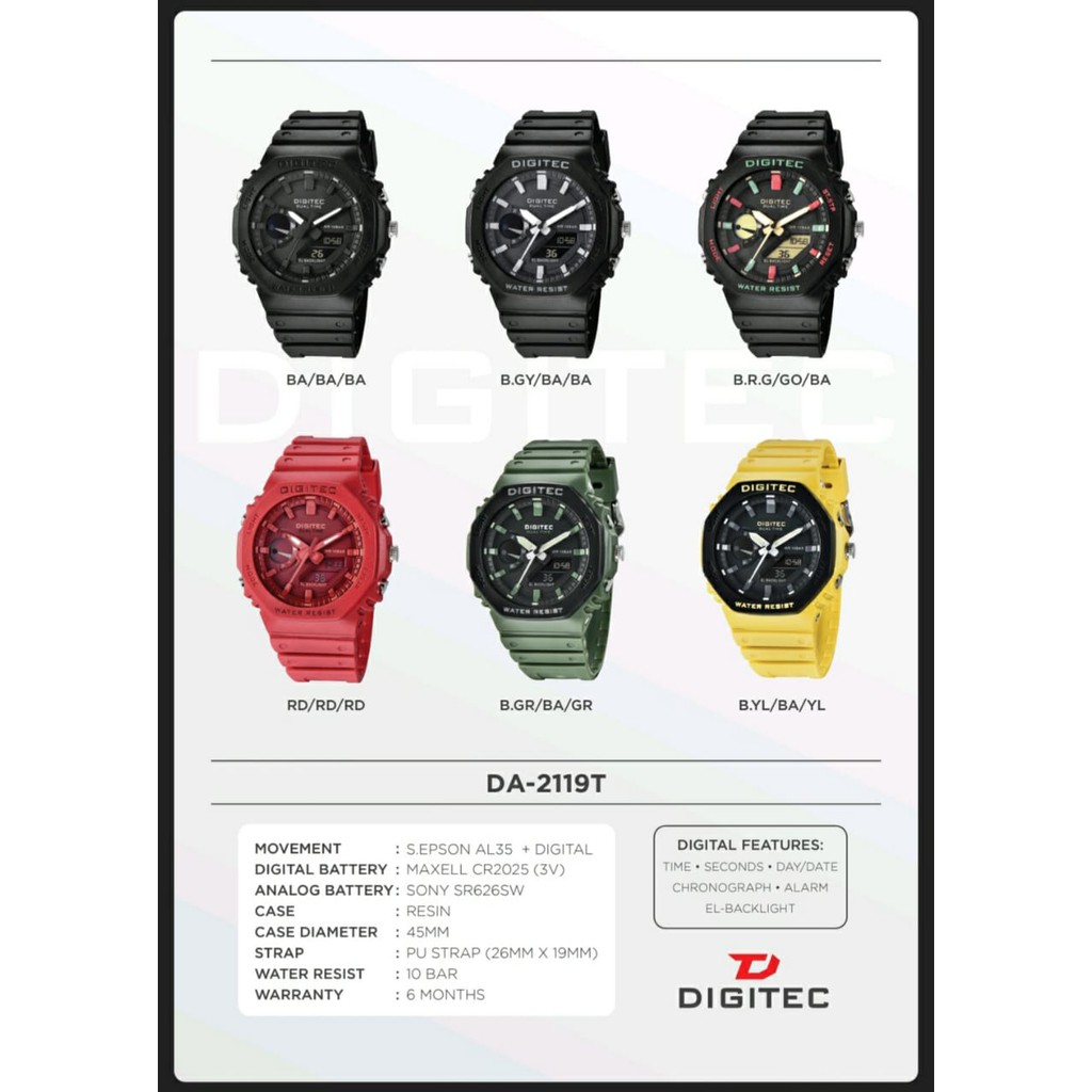 Jam Tangan Pria Digitec DA 2119 / Digitec 2119 / DA 2119 Analog Water Proff Rubber