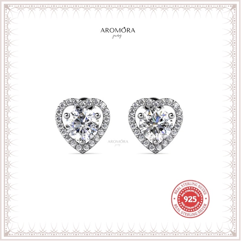 Love Moissanite Earring Anting Love Lapis Emas