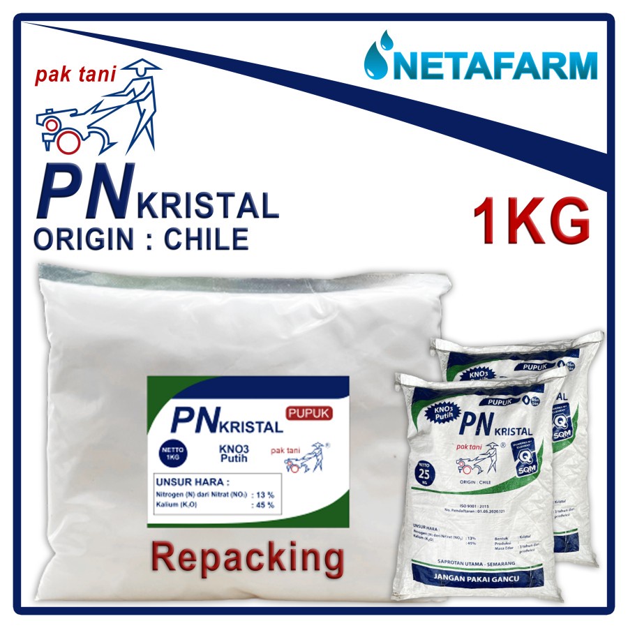 Pupuk KNO3 Putih PN KRISTAL PAK TANI Kemasan Repacking 1KG