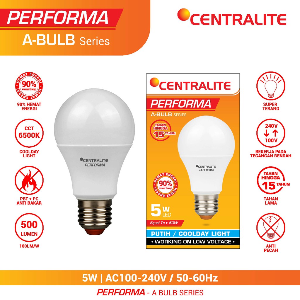 CTL 5W CD PUTIH LAMPU LED BULB CLASSIC 5W PERFORMA CTL / BOHLAM CAHAYA PUTIH CD