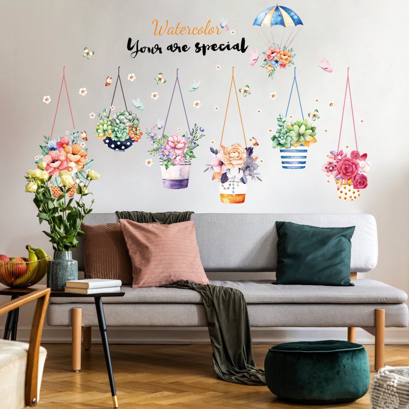 Reliza Wall Sticker Hanging Color Potted Stiker Dinding Pot Gantung LDR3762