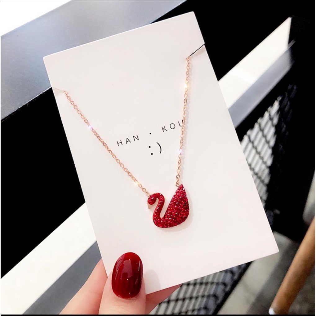 Kalung Titanium Swan Necklaces Titanium Steel Necklaces Korean Style Swan Necklace Swan Pendant Clavicle Chain Birthday Gift Women