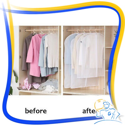 Cover Baju Gantung Bahan PEVA Semi Plastik Transparan ada Resleting Anti Air dan Debu Plastik Pelindung Baju Pakaian Plastik Baju Gamis Kaos Kemeja Jas Dress Gaun Dustproof Organizer