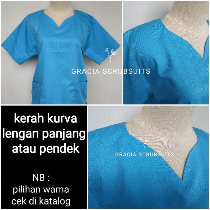 GRACIA SCRUBSUITS - baju jaga/baju oka/ok/scrub/jamal/jaga malam kerah kurva MURAH