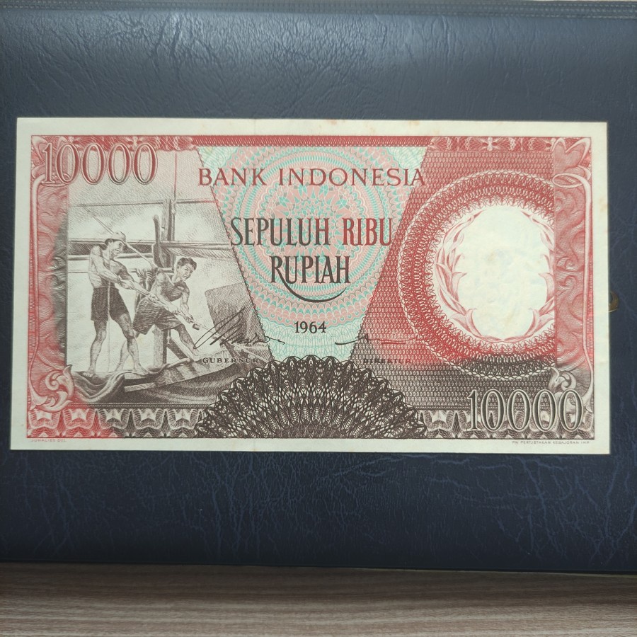 Uang Kuno 10000 Rupiah Seri Pekerja Varian Merah 1964 AUNC