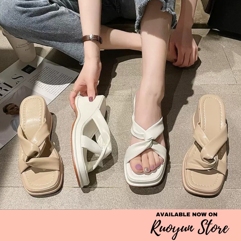 RYX - Fluttering Tie Sandal Wedges Wanita Fashion Casual - Ori Import