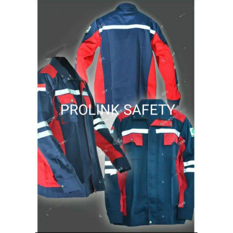 SERAGAM SAFETY SEMI JAKET MERAH DONGKER FREE LOGO K3 BENDERA