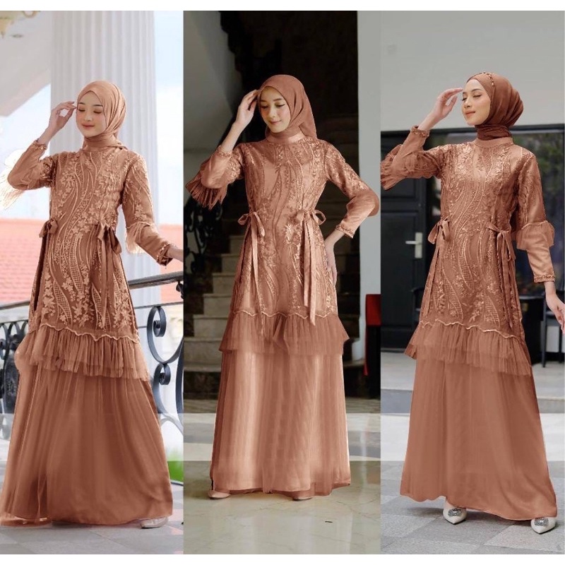 Jual Maxi Lesty S M L Xl Xxl Full Tile Depan Belakang Maxi Model Baru Gamis Terbaru Gamis