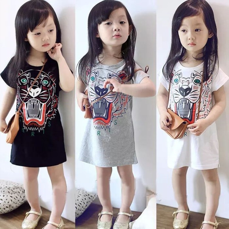 Gaun Casual Lengan Pendek Dengan Bahan Katun Dan Gambar