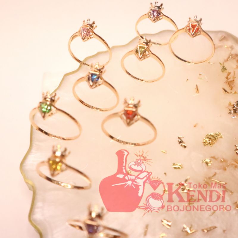 Cincin Emas BirthStone Ring Gold HWT  januari februari agustus september oktober