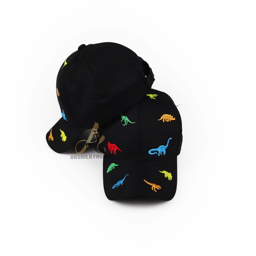 Topi Baseball Anak Laki Laki Perempuan Full Bordir Dino Banyak