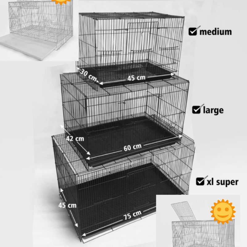 Kandang Besi Lipat Tingkat Kucing Anjing Burung dan Hewan kecil Lainnya