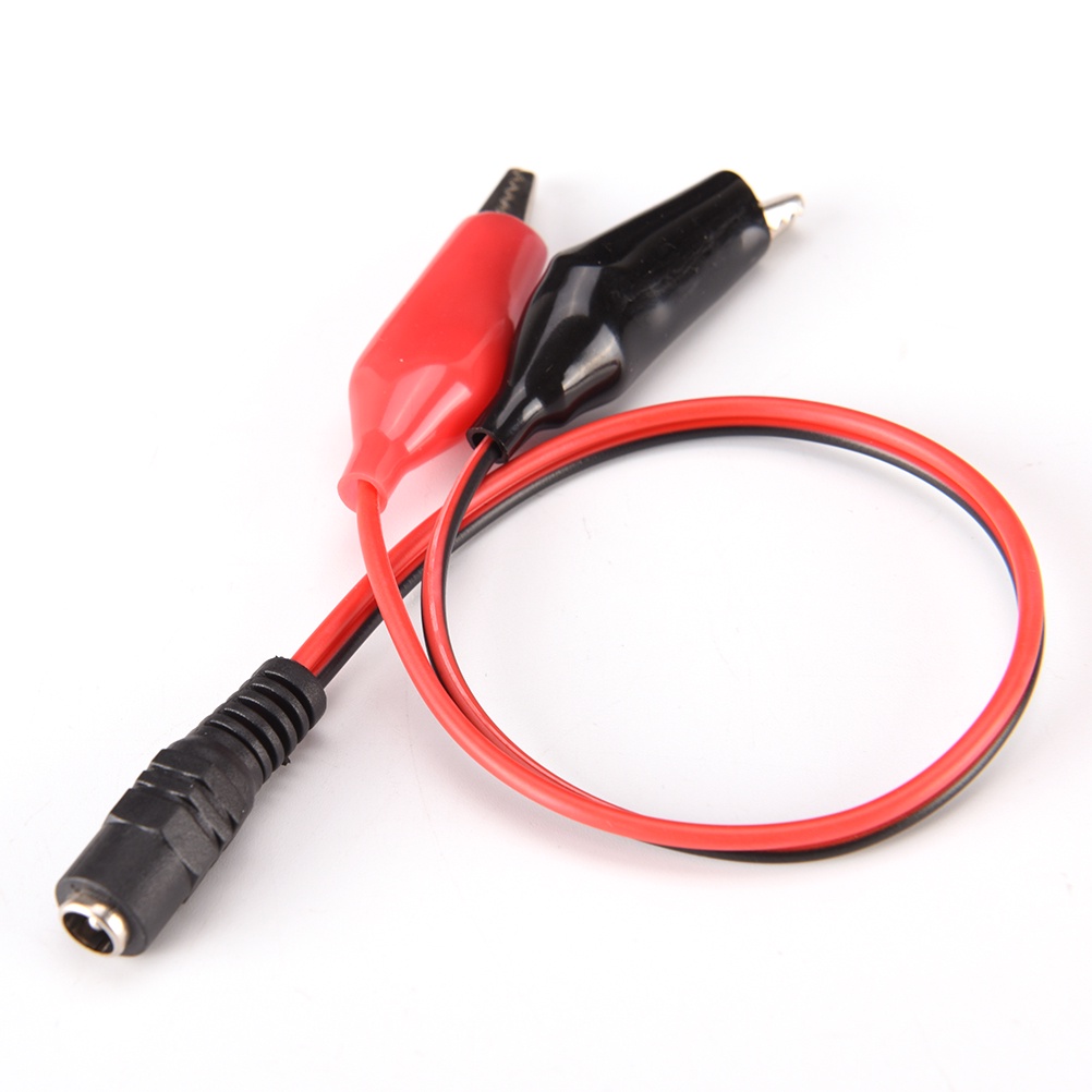 {LUCKID}Hot Sale DC 5.5mm x 2.1mm DC Female/Male Jack Connector to 2 Alligator Clip Power Cable A