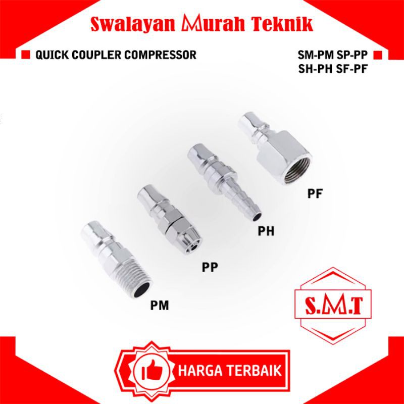 Quick Coupler Compressor Type P Sambungan Selang Angin Kompresor PM20/PF20/PH20/PP20