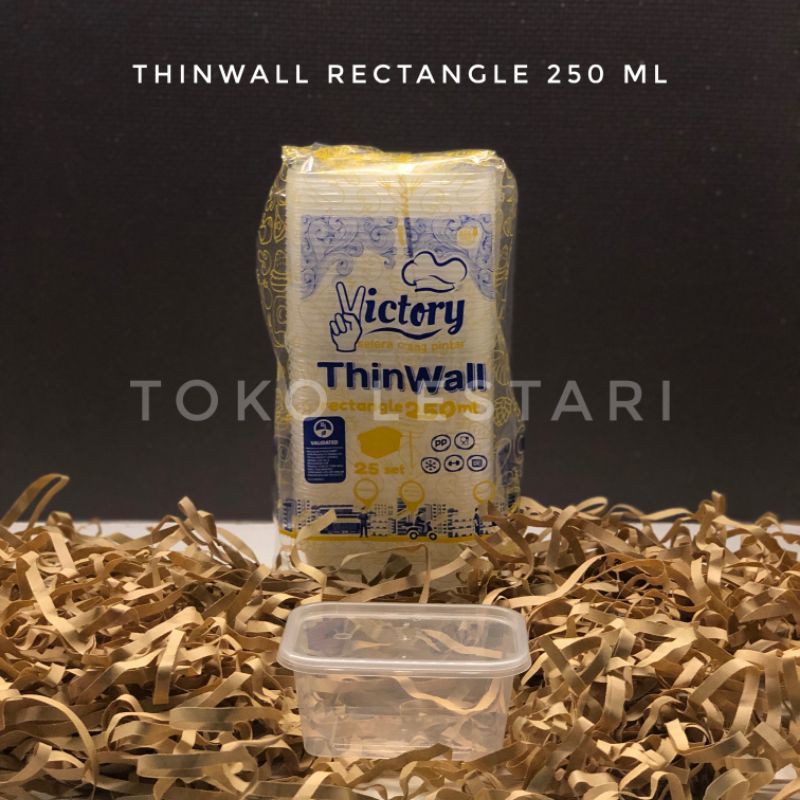 Thinwall Kotak Rectangle 250 ml untuk Kotak Plastik Puding Dessert Kue Salad dll