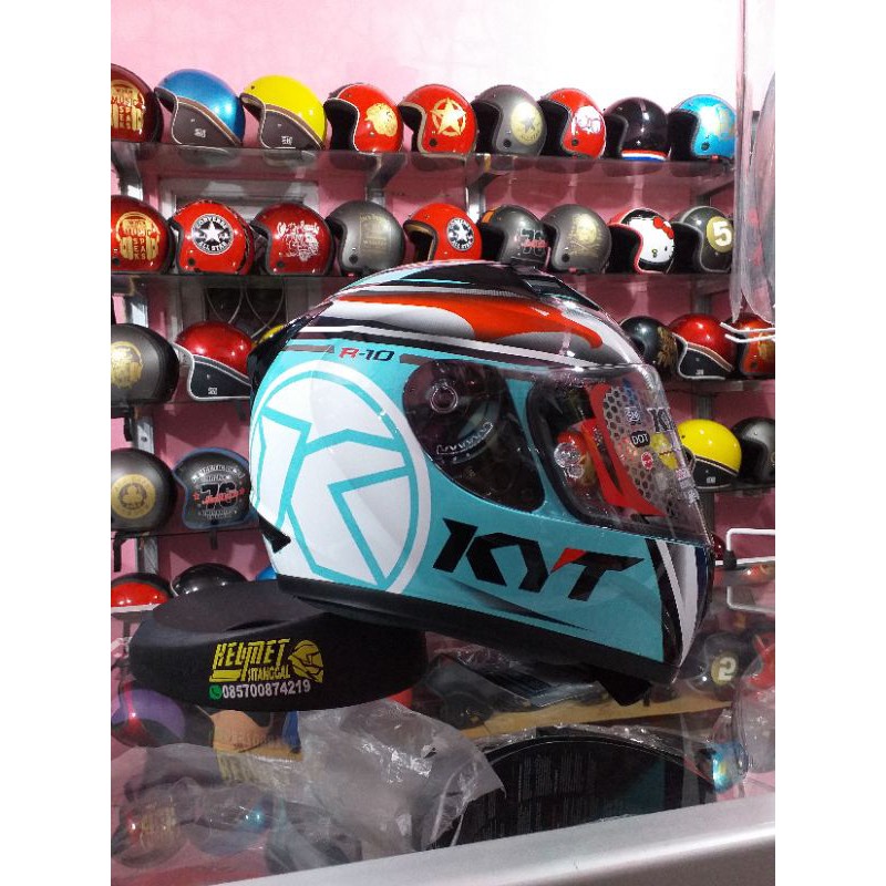 KYT R10 AQUAMARINE VISOR FLAT / HELM KYT FULLFACE R10