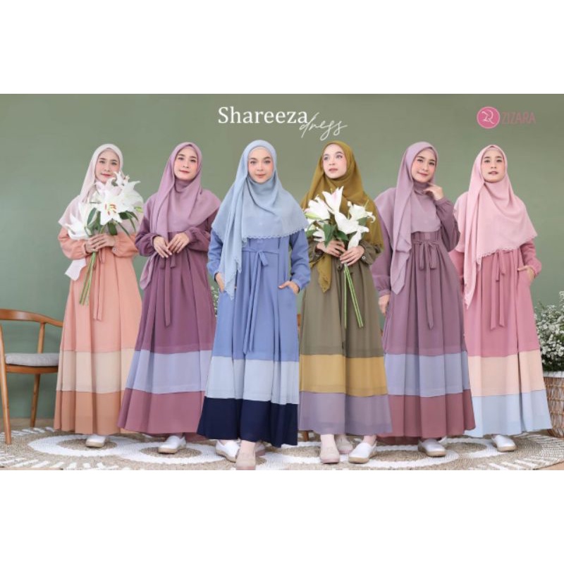 Zizara Gamis Polos Dengan Kombinasi Warna2 Shareeza Dress