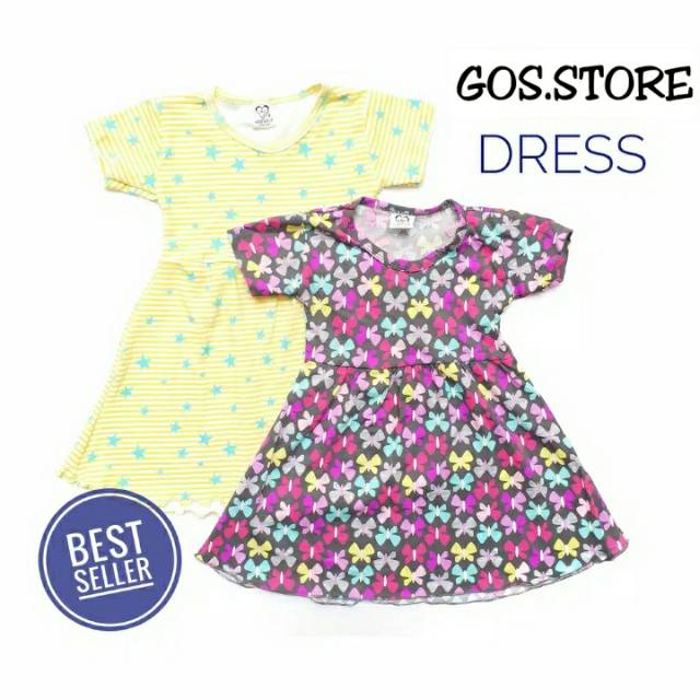 gos DRESS RAMPEL PDK Baju Anak Perempuan Bahan Kaos Halus Lembut Murah