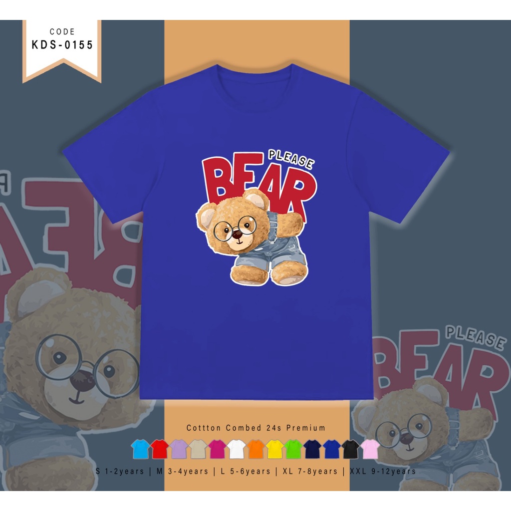 T-SHIRT / KAOS ANAK-ANAK TERMURAH BERGAMBAR BEAR PUNGGUNG - TERIMA CUSTOM KAOS KELUARGA