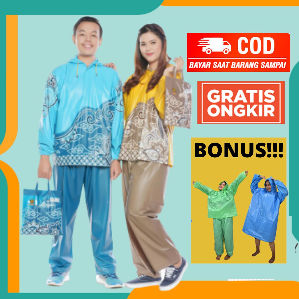 Jas Hujan Pria Wanita Celana Dewasa Cewek Setelan Motif Batik Original Stretch Tiger Head 68285