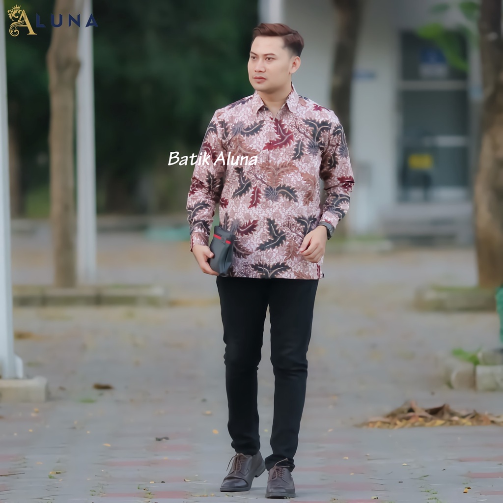 KEMEJA BATIK PRIA PREMIUM LENGAN PANJANG REGULAR BATIK ALUNA PCW 025