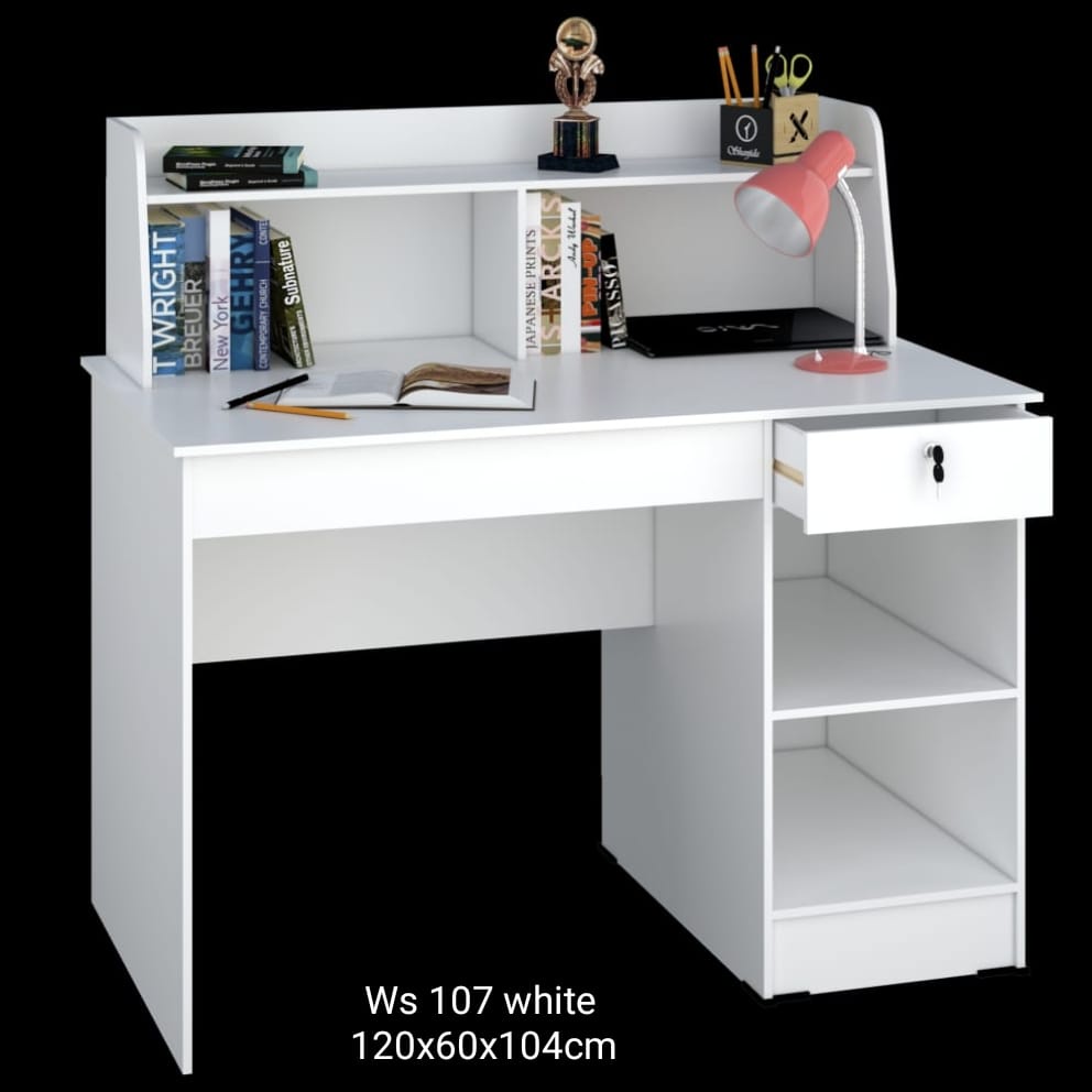 Meja Belajar Anak Minimalis - Meja Laptop Kekinian - Meja Kerja 1 Laci 2 Rak Bawah - Medan