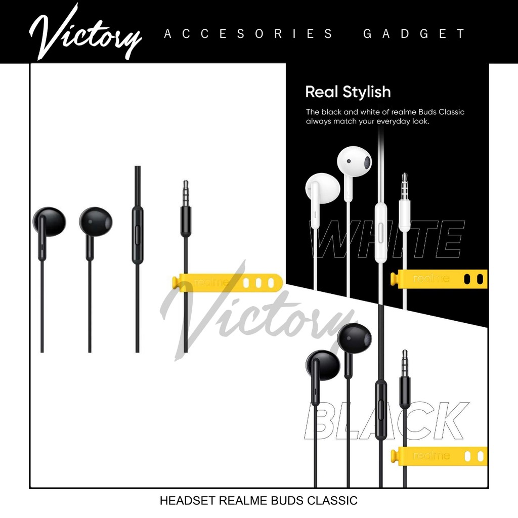 HEADSET REALME BUDS CLASSIC HEADSET SUPER BASS ORIGINAL JACK 3.5MM UNIVERSAL