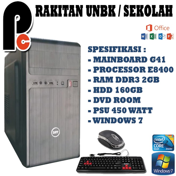 KOMPUTER PC CPU RAKITAN UNBK G41 SIAP PAKAI plus MONITOR SPC 19INCH