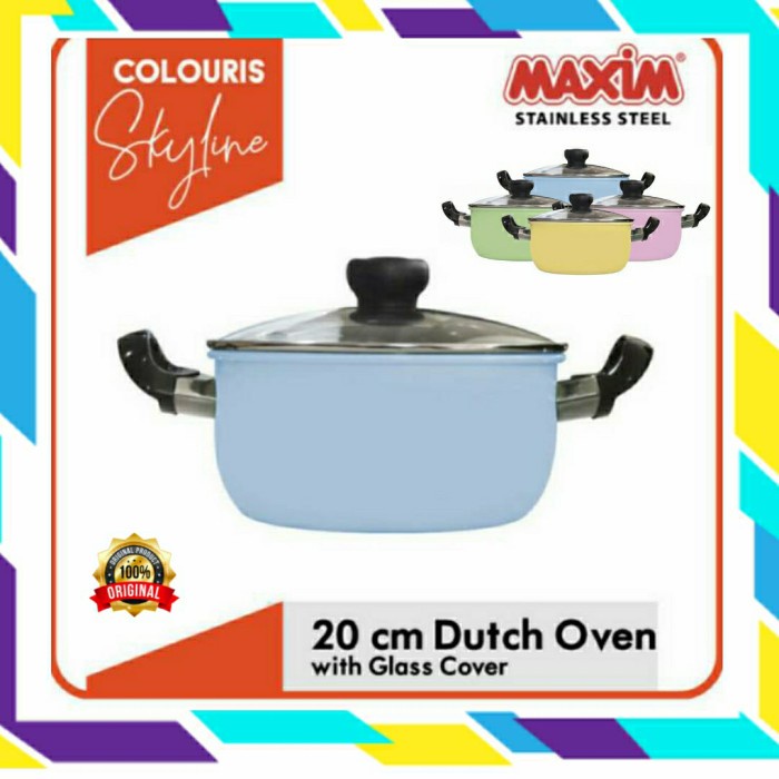 Maxim Colouris Skyline Dutch Oven 20cm Panci Soup Tutup Stainless DO20