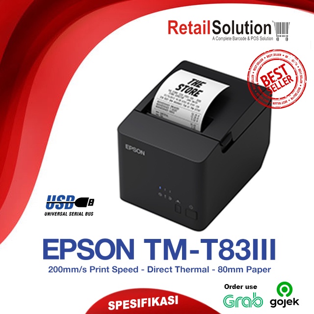 Printer Thermal Kasir USB Serial - Epson TMT83III / TM-T83III / TM-T83