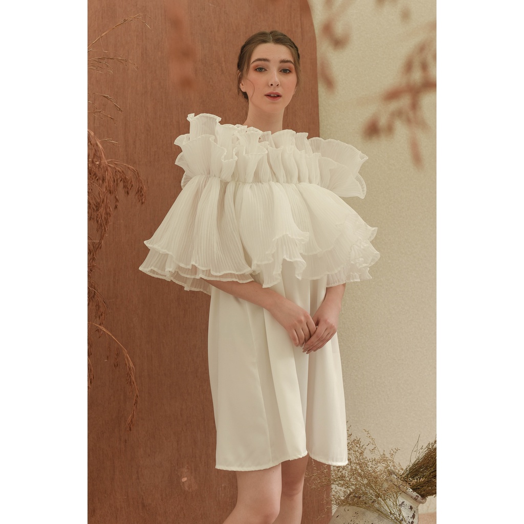 Set Pleated Ruffle &amp; Kemben / Penutup Dada / Kemben / Cape untuk Model MUA