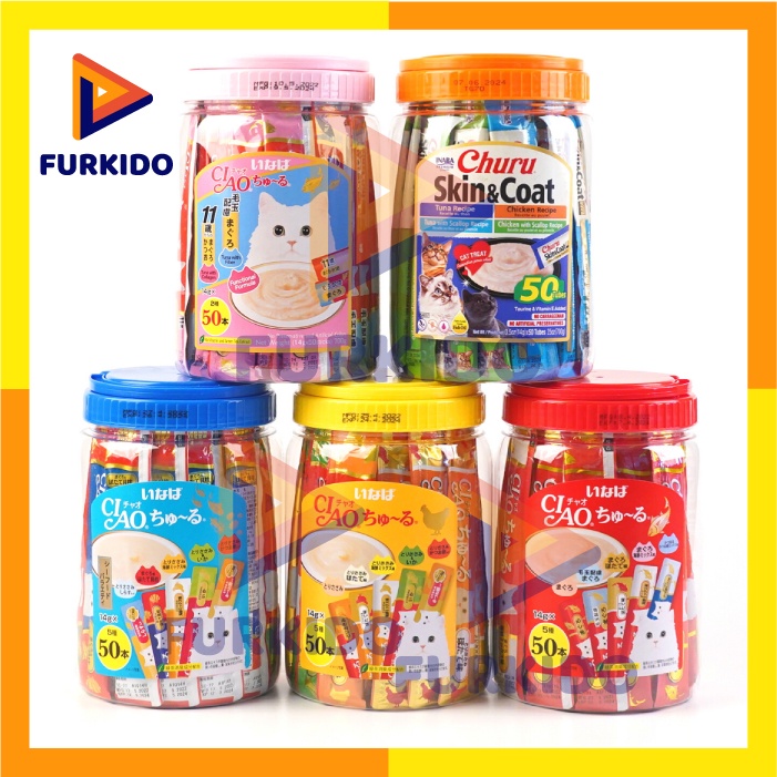 CIAO Inaba Paket Snack Kucing - CIAO Chu ru Toples 50 pcs All Variant