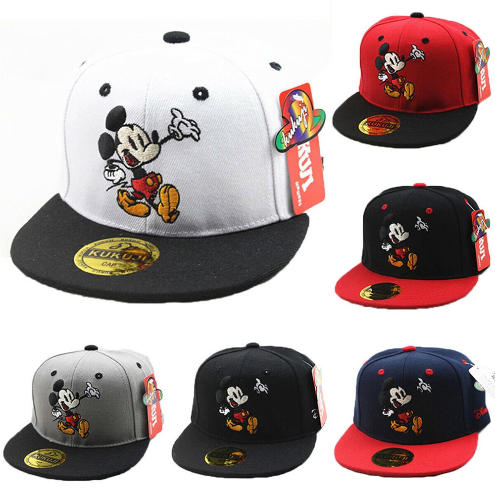 Topi Baseball Desain Mickey Mouse Gaya Hip Hop Adjustable Untuk Priawanita