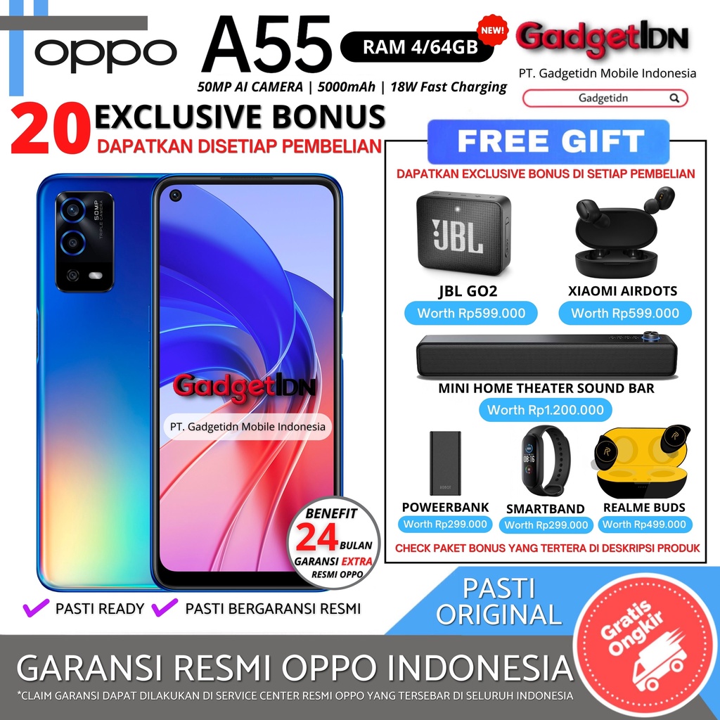 OPPO A55 4/64GB GARANSI RESMI OPPO