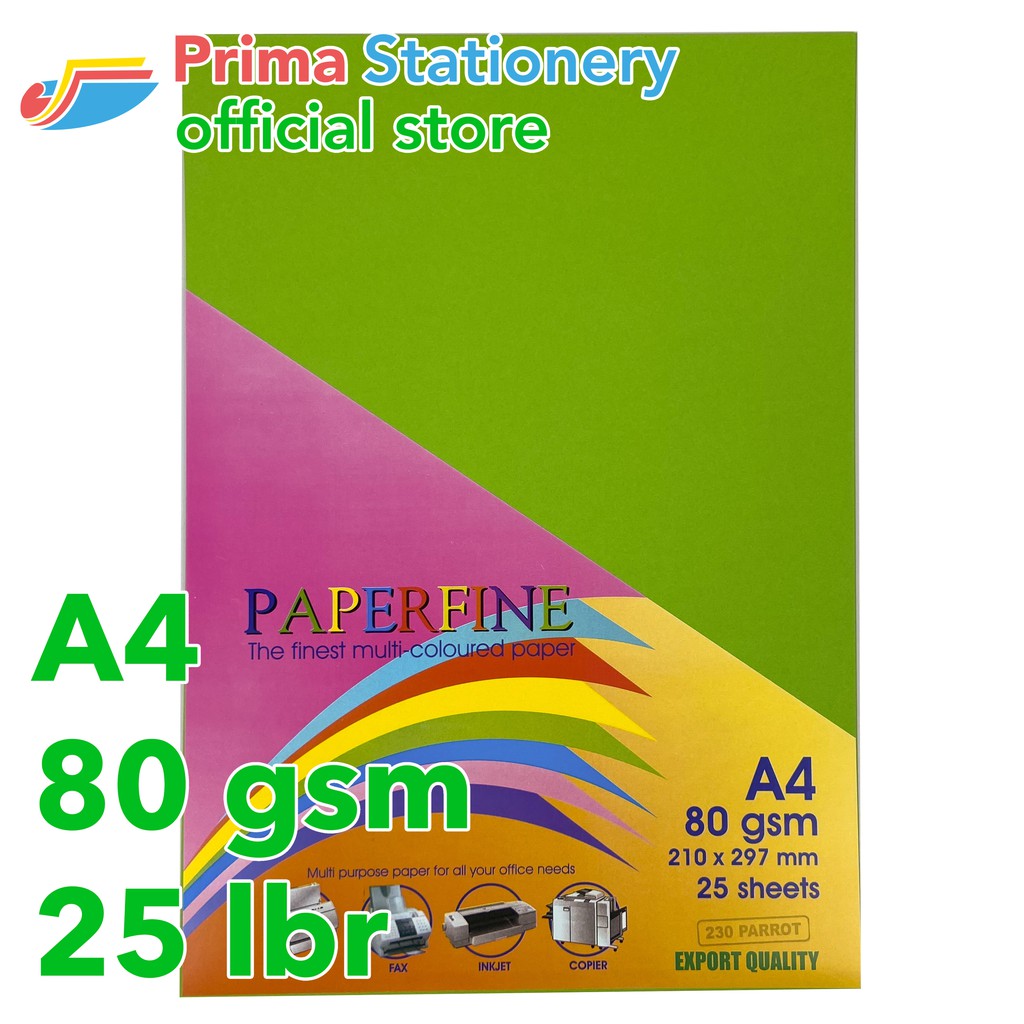 

Paperfine Kertas HVS Warna A4 Parrot Sinar Spectra IT 230 Isi 25 Lembar