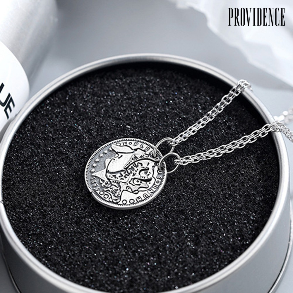 Providence 2Pcs Deer Puzzle Disc Pendant Alloy Clavicle Chain Necklace Couple Lover