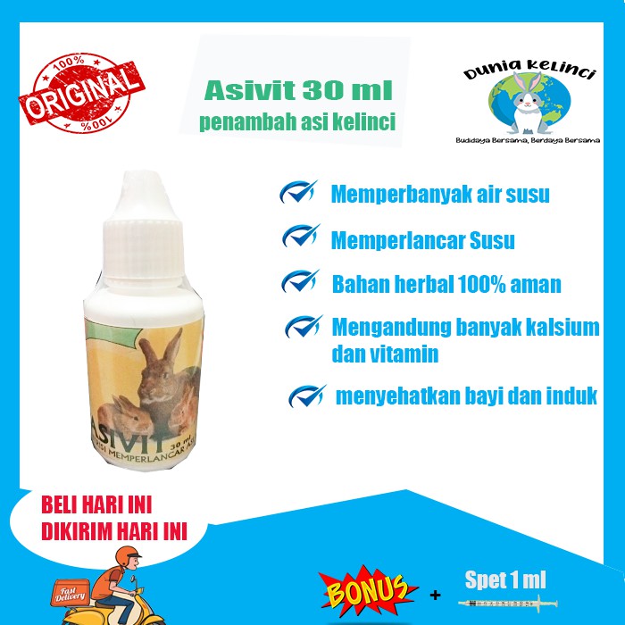 PENAMBAH ASI KELINCI ASIVIT 30 ML MEMPERBANYAK ASI INDUKAN