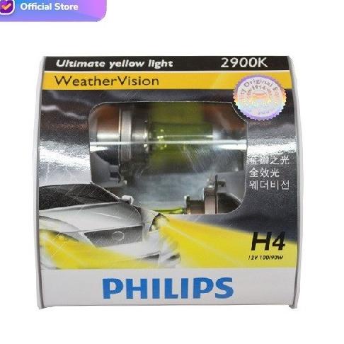 Philips Weather Vision 2.900K H4 Fit 100/90W Bohlam Lampu Mobil Kuning Terbaru