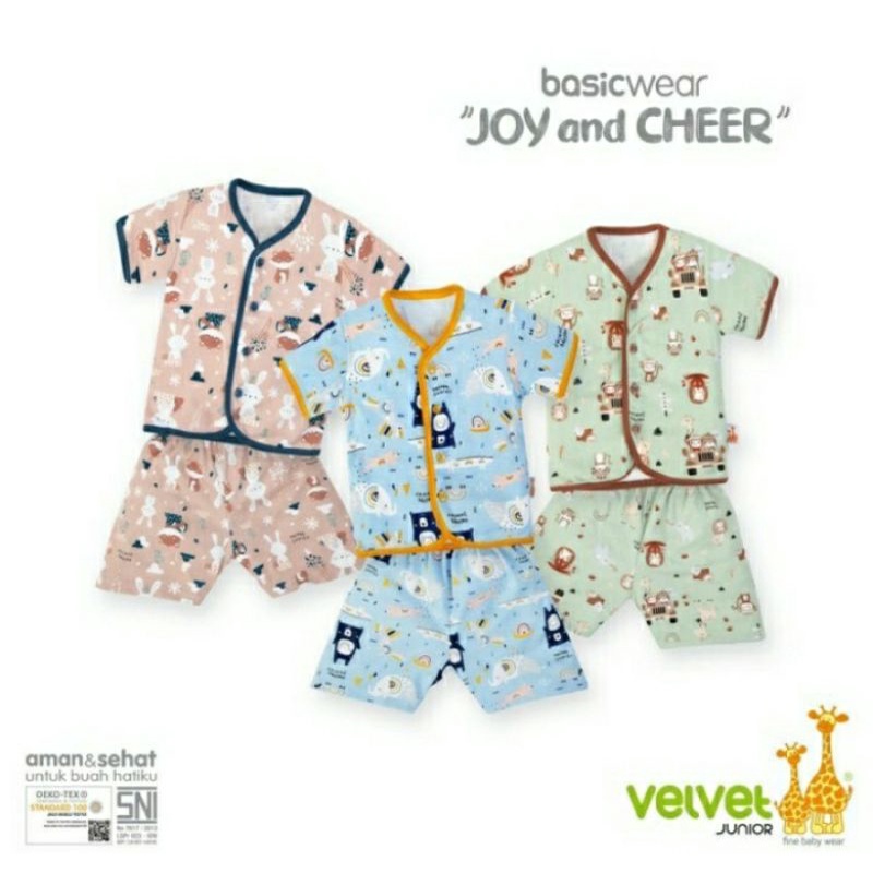 VELVET JUNIOR JOY AND CHEER - 3 SETEL BAJU PENDEK NEW BORN(0-3 BULAN)CELANA PENDEK