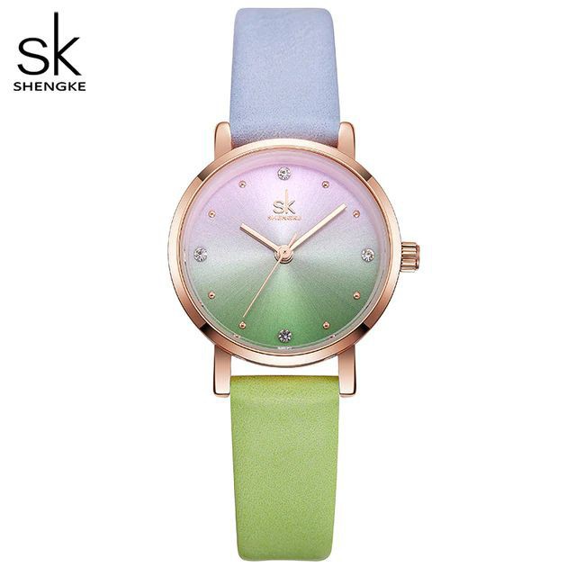 SHENGKE 8029 Jam Tangan Wanita Analog Tali Kulit WK-SBY