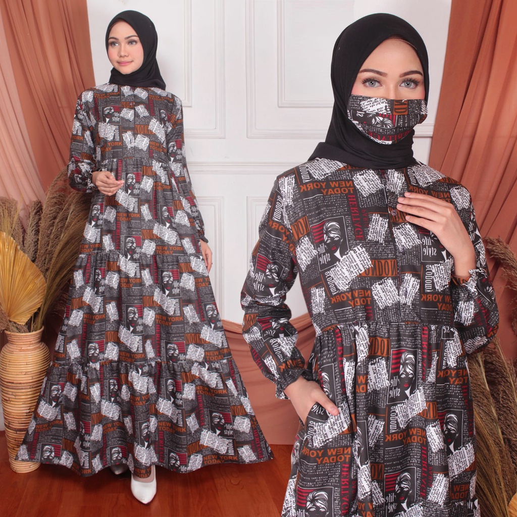 ABA AGEN BAJU HOMEY DRESS GAMIS DEYA BAHAN KATUN-DEYA 22 HITAM