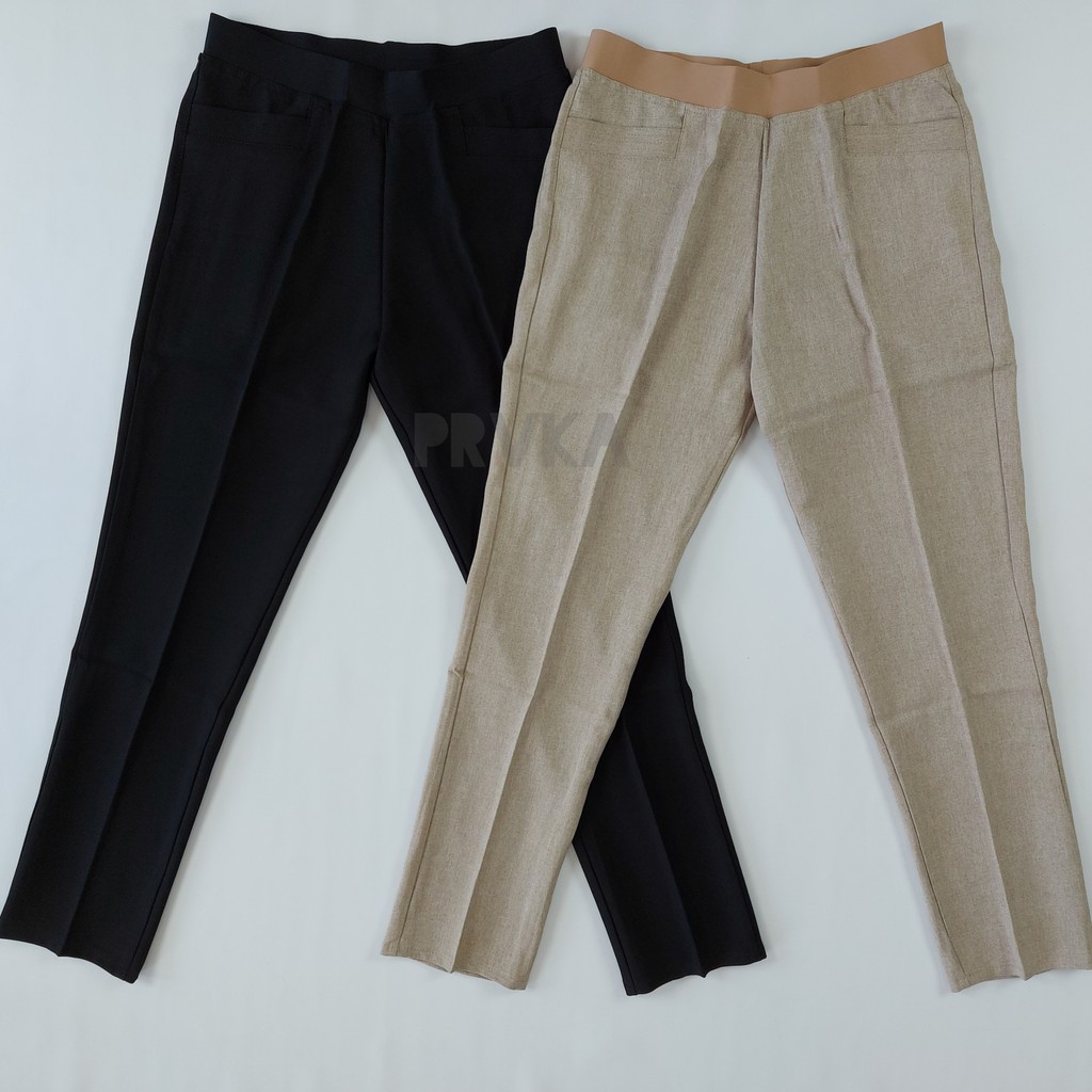 Celana Bahan Kerja Wanita / Pingang Karet. ( UKURAN S - 5L )