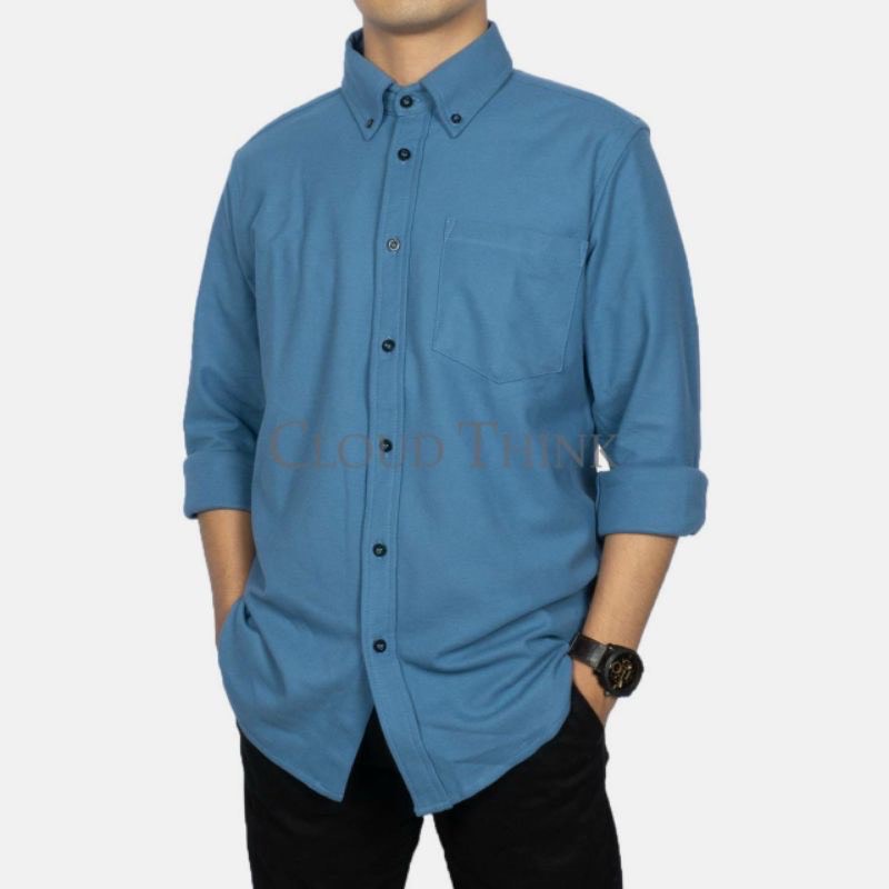 Kemeja Pria Lengan Panjang Steel Blue | Steel Blue original Cotton Pique