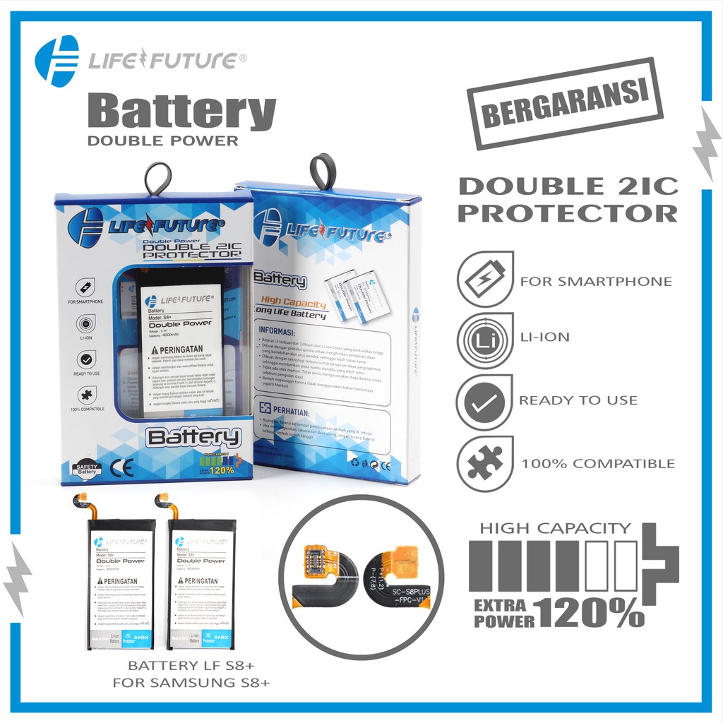 BATERAI SAMSUNG S8 PLUS DOUBLE POWER LIFE FUTURE